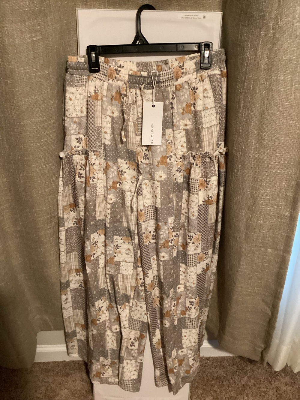 Boho Patchwork Wide-Leg Pants - Neutral Floral